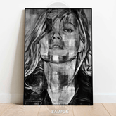 Kate Moss Grunge Urban Wall Art | Edgy Monochrome Modern Portrait Print - A4 – 21x29cm (8x12’’) - Print